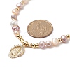 Brass Virgin Mary Pendant Necklace with Natural Pearl Beaded Chains for Women NJEW-JN04144-02-5