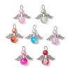 7Pcs 7 Colors Transparent Crackle Glass Pendants PALLOY-JF03348-01-1