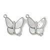 Brass Clear Cubic Zirconia Pave Natural Shell Butterfly Connector Charms KK-P283-08P-1