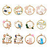 Cheriswelry 48Pcs 12 Style Alloy Crystal Rhinestone Pendants ENAM-CW0001-18-8