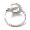 304 Stainless Steel Moon with Bat Adjustable Ring for Women RJEW-M149-04P-2