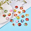 50Pcs Flower Printed Glass Cabochons sgGGLA-SZ0001-18-6