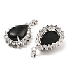 Natural Obsidian & Rhinestone Pendants G-K338-31P-10-2