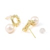 Natural Pearl with Ring Dangle Stud Earrings EJEW-K252-03G-2