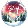 Christmas Wood Flat Round with Word Silent Night Pendant Decoration PW-WG88807-02-1