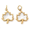 Maple Leaf Ion Plating(IP) 304 Stainless Steel with Shell Charms STAS-Q345-10G-1