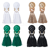 FIBLOOM 4 Pairs 4 Colors Polyester Tassel Dangle Stud Earrings EJEW-FI0002-41-1