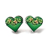 Saint Patrick's Day Green Wood Stud Earrings EJEW-D074-01E-1