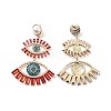 Rhinestone Double Evil Eye Dangle Stud Earrings with Acrylic Pearl Beaded LS-EJEW-J045-03C-KCG-2