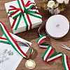 50 Yards Tricolor Polyester Striped Grosgrain Ribbon OCOR-WH0078-199C-5