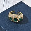Brass Micro Pave Cubic Zirconia Cuff Open Rings for Women RJEW-L343-13G-04-2