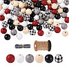 Painted Natural Wood Beads WOOD-YS0001-01-1