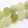 Natural New Jade Stone Frosted Round Bead Strands G-O039-06-8mm-1