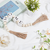 Wood Beaded Garland with Jute Cord Tassels DJEW-WH0042-68A-4