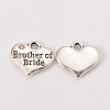 Wedding Party Supply Antique Silver Alloy Rhinestone Heart Carved Word Brother of Bride Wedding Family Charms X-TIBEP-N005-27D-1