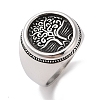 304 Stainless Steel Round with Tree of Life Signet Rings for Men RJEW-U005-15A-AS-1