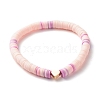 Synthetic Hematite & Polymer Clay Heishi Beads Stretch Bracelets Set BJEW-JB07380-8