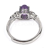 Oval Natural Amethyst Adjustable Rings RJEW-Q819-01P-10-4