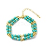 Synthetic Turquoise Beaded Double Line Multi-strand Bracelet BJEW-JB08668-1