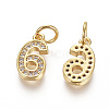 Brass Micro Pave Clear Cubic Zirconia Charms ZIRC-L092-06-G-2