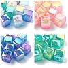 10Pcs Gradient Color & UV Plating Transparent Acrylic Beads OACR-YW0002-25C-2