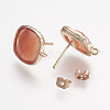 Brass Micro Pave Cubic Zirconia Stud Earring Findings ZIRC-G123-02G-B-2