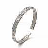 Non-Tarnish 304 Stainless Steel Mesh Chains Shape Open Cuff Bangle for Women BJEW-C033-01P-1