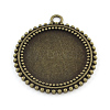 Tibetan Style Flat Round Alloy Pendant Cabochon Settings TIBEP-Q045-031AB-NR-1