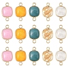 10Pcs 5 Styles Tigerskin Glass & Dyed Natural White Jade & Quartz Crystal Square Links Connector Charmss G-YW0002-75-1