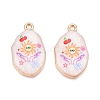 Printed Rack Plating Alloy Enamel Pendants ENAM-T020-04B-1