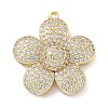 Rack Plating Brass Micro Pave Clear Cubic Zirconia Pendants KK-G515-63G-02-1