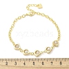 Brass Micro Pave Clear Cubic Zirconia Charm Bracelets for Women BJEW-C083-09G-5