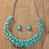 Teardrop Synthetic Turquoise Pendant Necklaces & Dangle Earrings Sets FS-WGC94F7-01-4