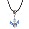 Glass Seed Beads & Glass Pearl Angel Pendant Necklaces NJEW-MZ00056-05-1