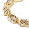 Rack Plating Brass Pave Clear Cubic Zirconia Rectangle Link Chain Bracelets for Women BJEW-R317-09G-2