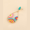 Bohemian Style Alloy Glass Seed Beaded Dangle Stud Earrings FS-WG9BF4A-01-4