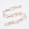 Brass Flat Oval Paperclip Chain Necklace Making MAK-S072-07A-RG-2