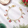 Alloy Enamel Santa Claus Christmas Bell Candy Cane Charm Brass Cable Chain Purse Decorative Chains AJEW-BA00170-1