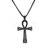 Stainless Steel Crysstal Rhinestone Ankh Cross Pendant Box Chain Necklaces for Men PW-WG356EF-03-1