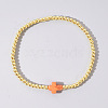 Brass Bead Stretch Bracelets for Women QZ0147-7-1