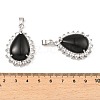 Natural Obsidian & Rhinestone Pendants G-K338-31P-10-3