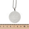 304 Stainless Steel Religion Flat Round Pendant Box Chain Necklaces for Women Men NJEW-R013-08P-5