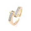 Brass Micro Pave Clear Cubic Zirconia Cuff Finger Rings for Women RJEW-C116-19G-4