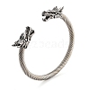 Dragon Head 304 Stainless Steel Open Cuff Bangles for Women BJEW-E094-23AS-1