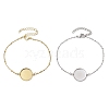 2Pcs 2 Colors 304 Stainless Steel Round Cabochon Setting Bracelets BJEW-JB11089-1