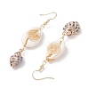 3Pairs Brass & Shell Dangle Earrings EJEW-JE06323-5