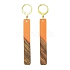 Two Tone Resin & Walnut Wood Rectangle Dangle Leverback Earrings EJEW-JE05503-02-1