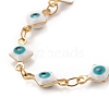 Enamel Rhombus with Evil Eye Link Chains Bracelet BJEW-P271-03G-02-2
