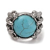 Round Synthetic Turquoise Adjustable Rings RJEW-B107-02AS-3