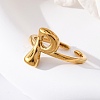 304 Stainless Steel Open Cuff Rings for Women RJEW-M060-01G-16-3